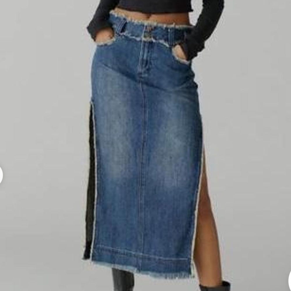 Urban Outfitters Blue Maxi Pencil Skirt with Slit